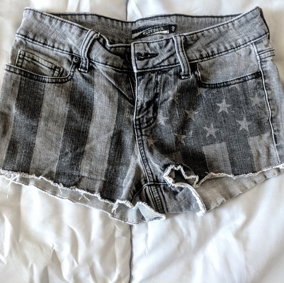 women's american flag denim shorts